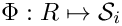 $ \Phi : R \mapsto {\mathcal{S}}_i $