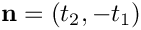 ${\bf n}=(t_2,-t_1)$