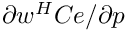 $\partial w^H C e/\partial p$
