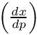$\left(\frac{dx}{dp}\right)$