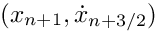$(x_{n+1},\dot{x}_{n+3/2})$