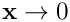 $ \mathbf{x} \rightarrow 0$