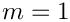 $m=1$