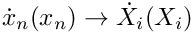 $\dot{x}_n(x_n) \rightarrow \dot{X}_{i}(X_{i})$